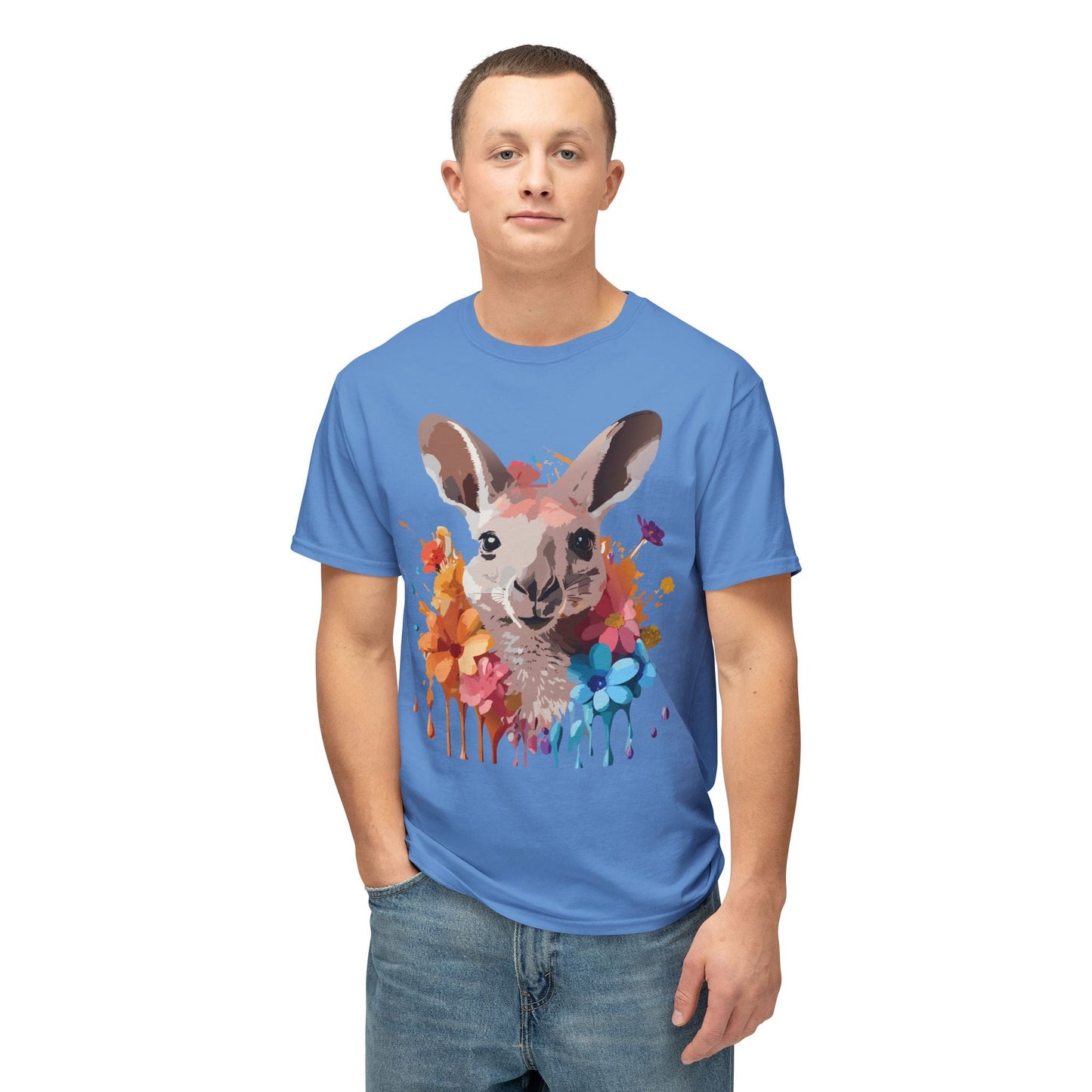 Unisex Kangaroo T Shirt HD Cotton Full Color Art Print Tee Made In USA 100 Percent Pre Shrunk