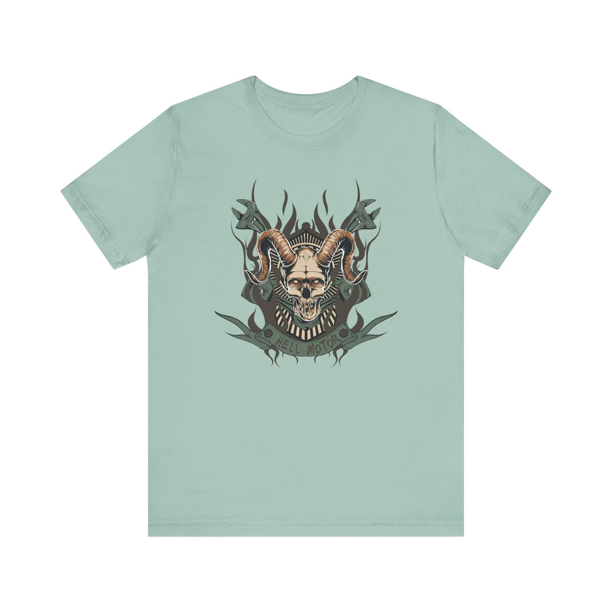 Ram Skull with Horns Tee Gothic Skull Shirt, Dark Tribal Design Unisex Cotton Art-49