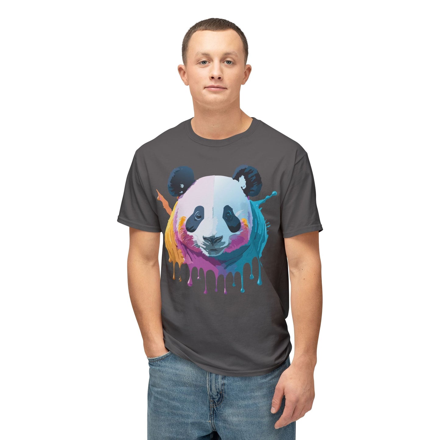Unisex Panda Art Tee With Floral Print Premium Vintage Style HD Cotton Shirt Comfortable