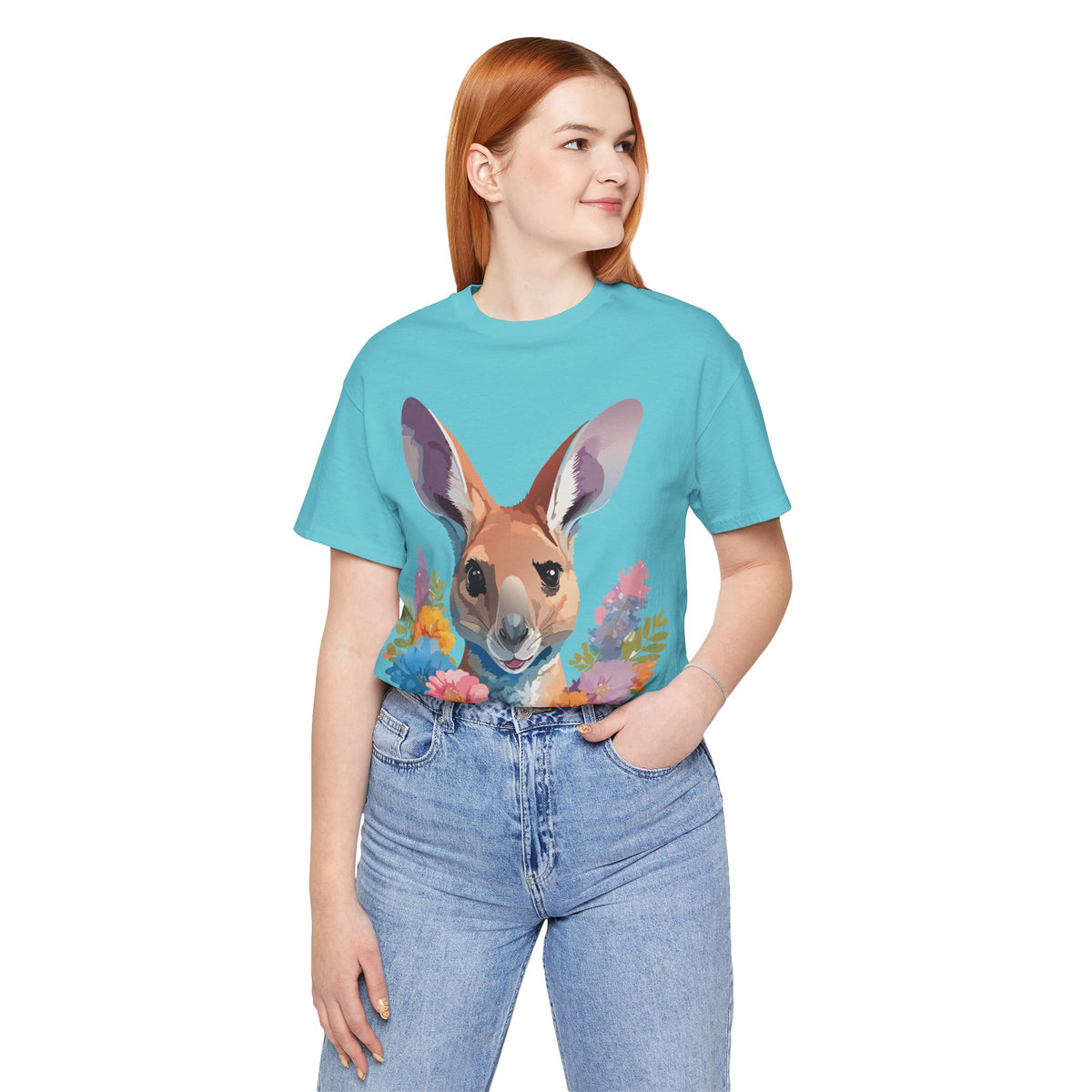 Kangaroo Graphic Unisex Cotton Bella+Canvas Tee with Art Animal Design e311