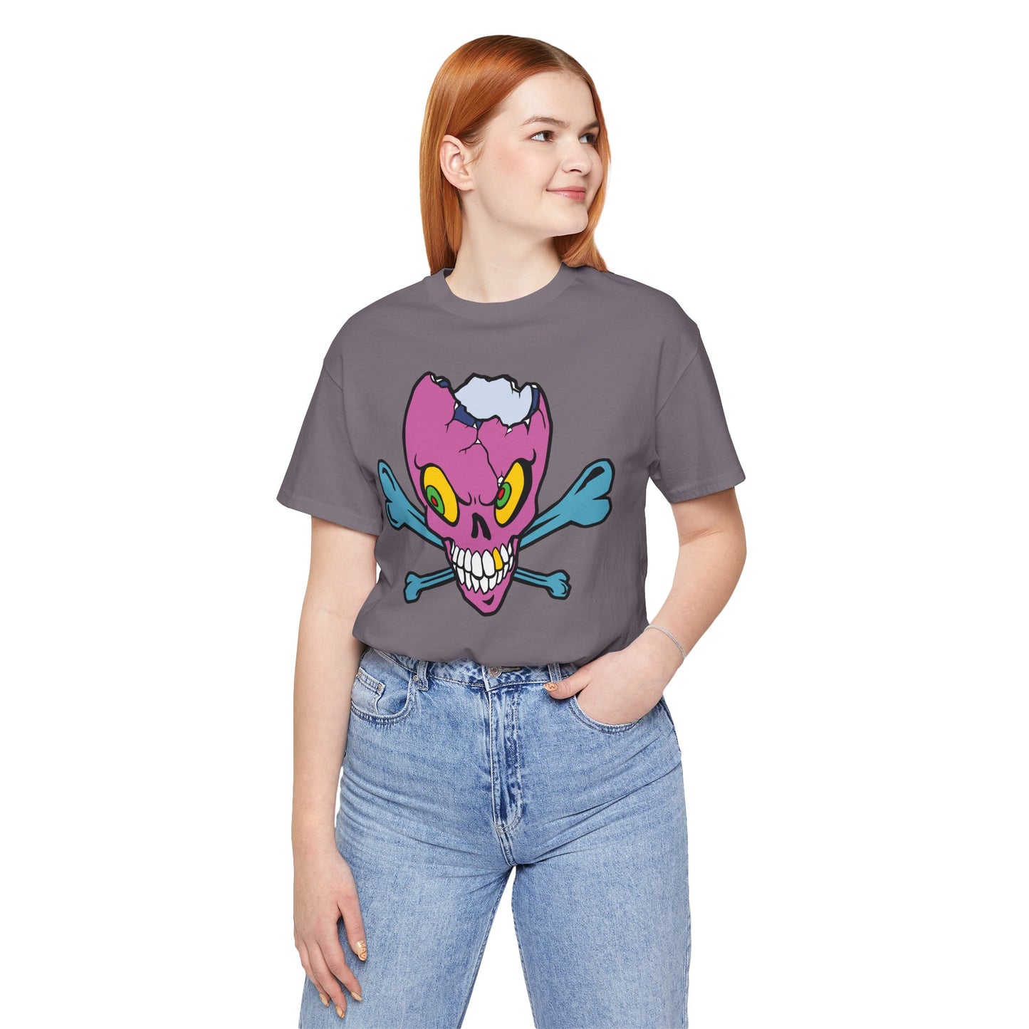 Purple Skull Graphic Design Tee, Skull Shirt, Vintage Tees, Art Design T-Shirt, Vintage Graphic Tee, Art Shirts with Skulls 5