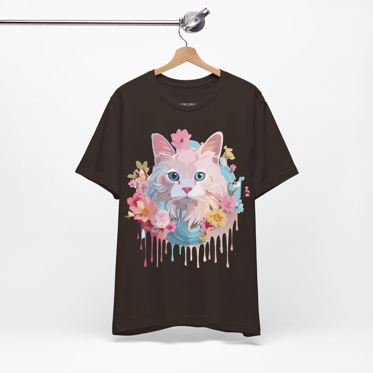 Cat Graphic Unisex Cotton Bella+Canvas Tee with Art Animal Design e102