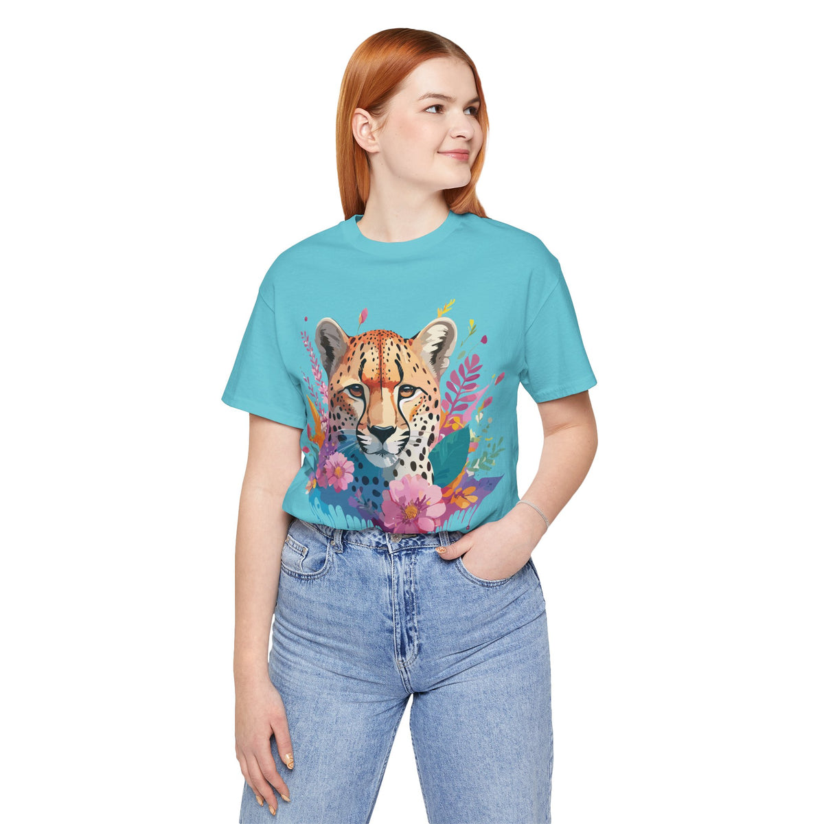 Cheetah Graphic Unisex Cotton Bella+Canvas Tee with Art Animal Design e10