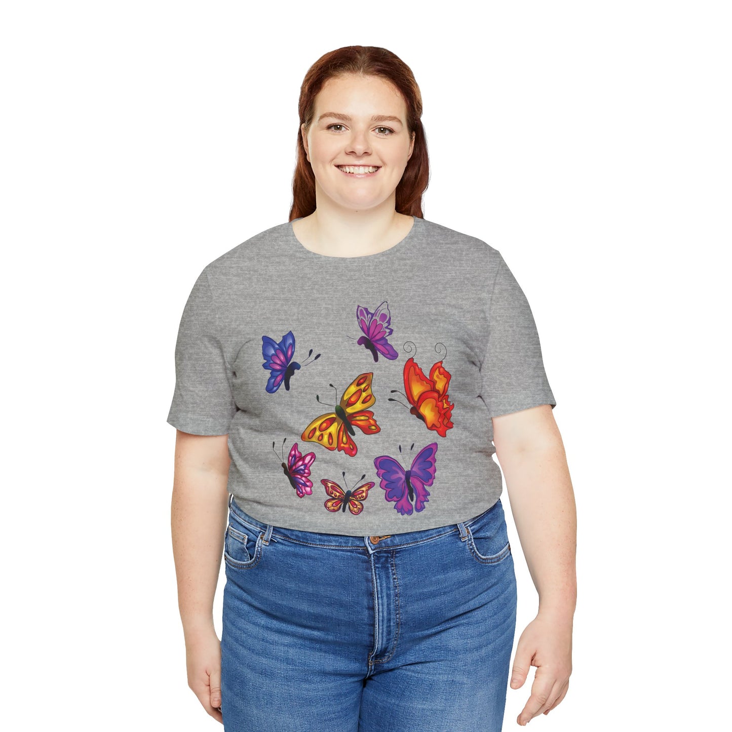 Cotton Tee Shirt with Butterfly Prints