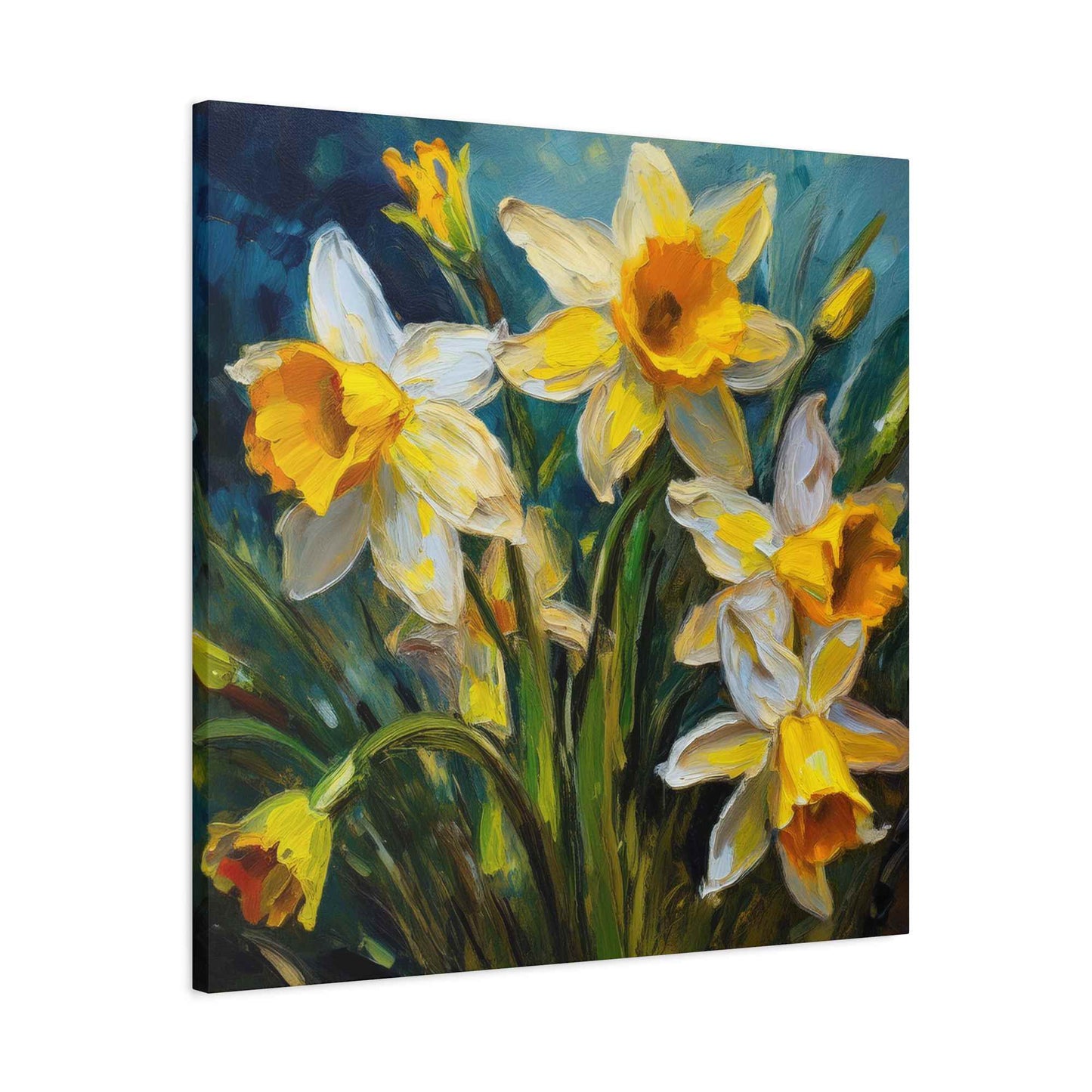 Narcissus Print Canvas, Floral Oil Paint Print 20x20, 24x24, 30x30, 32x32, 36x36 Art Design Pine-Wood Inner Frame MC-176