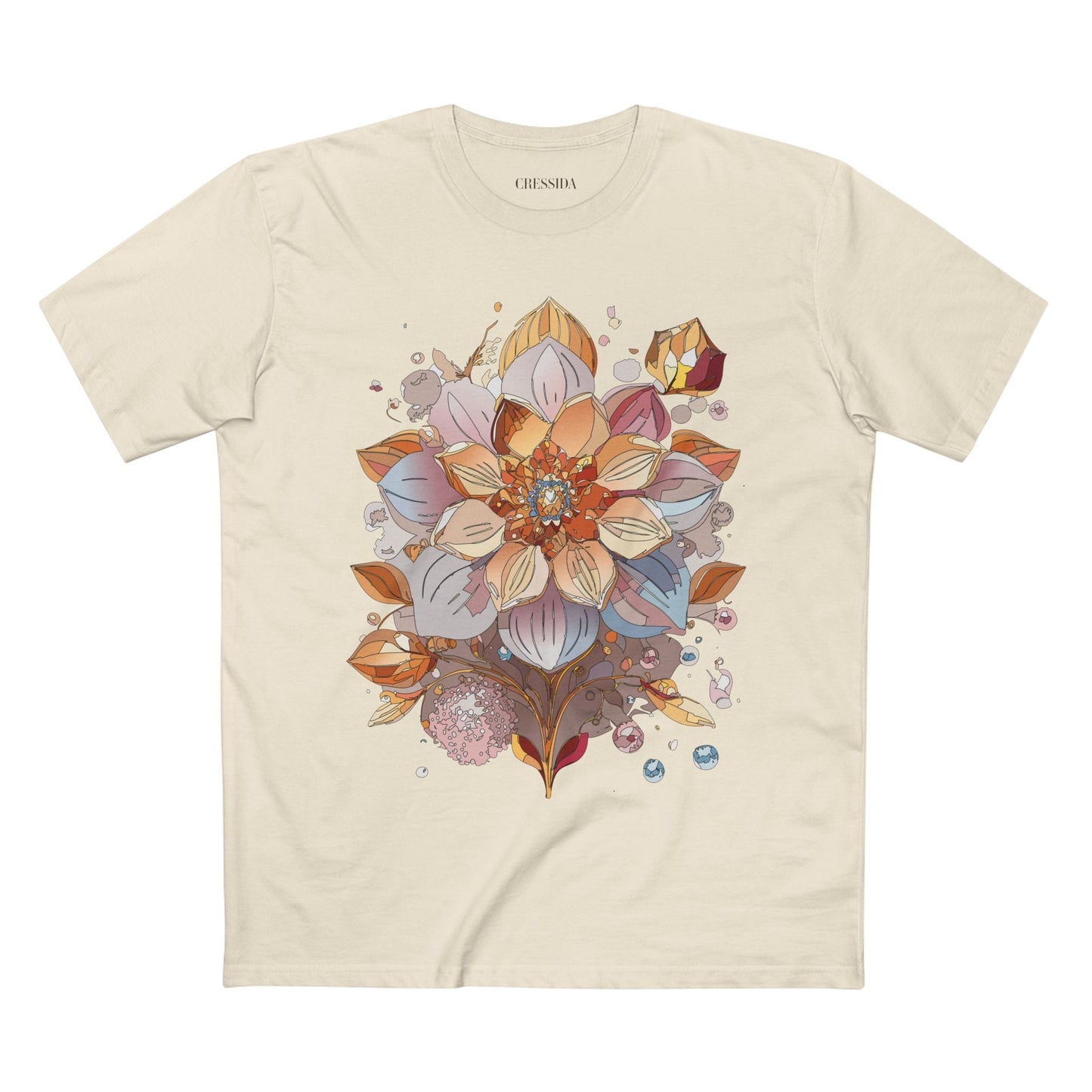 Floral Graphic T-Shirt Unisex 100 Cotton Art Design with Antique Flowers Tee 5