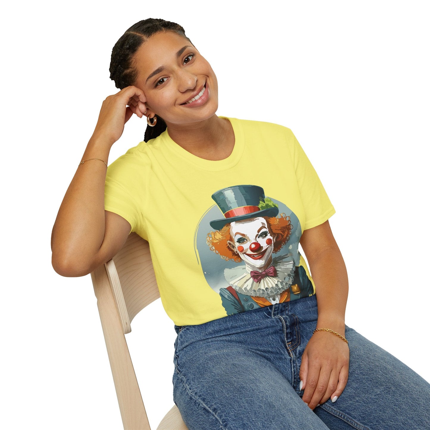 Unisex Clown Shirt Funny Man Circus Design Hundred Percent Ring Spun Cotton Gildan Softstyle Tee