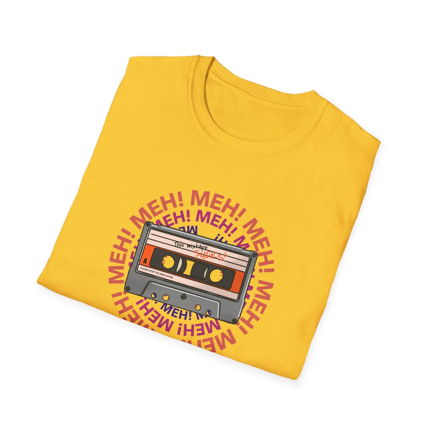 Cassette Tape Meh Graphic T-Shirt Unisex Cotton Retro Funny Music Tee