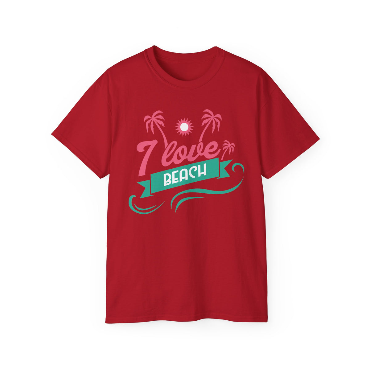 I Love Beach T-Shirt | Palm Trees Sun Waves Graphic Tee