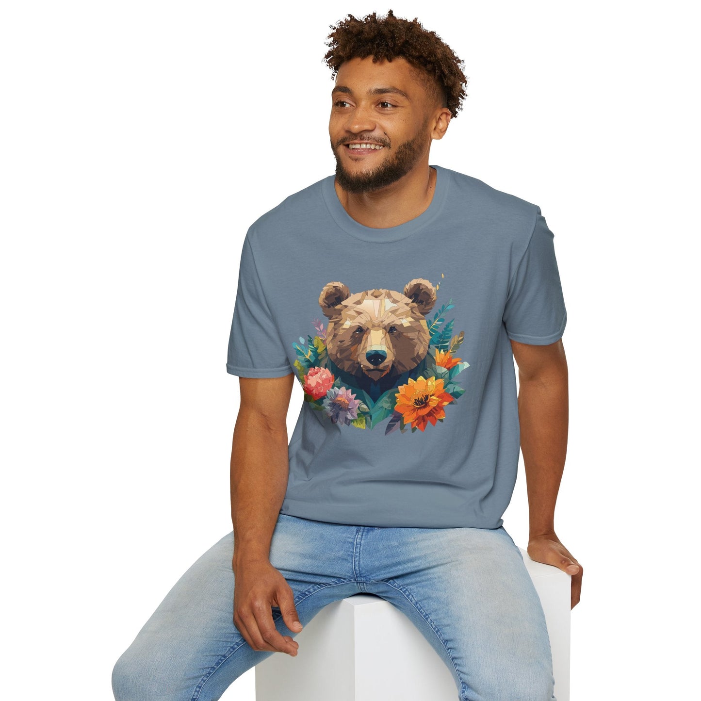 Bear T Shirt Unisex Softstyle Tee 100 Percent Ring Spun Cotton Gildan 64000 Comfortable