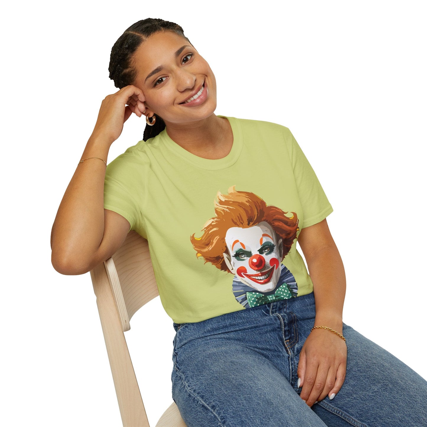 Clown Theme T Shirt Funny Man Circus Scary Man Unisex Gildan Softstyle Graphic Tee Everyday Wear