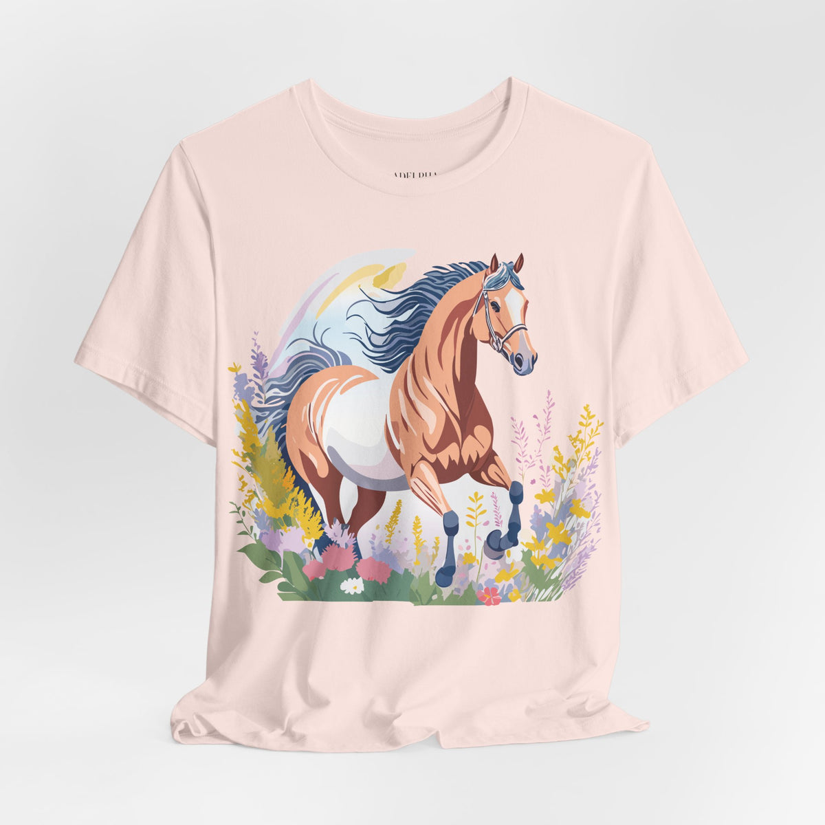 Horse Graphic Unisex Cotton Bella+Canvas Tee with Art Animal Design e26