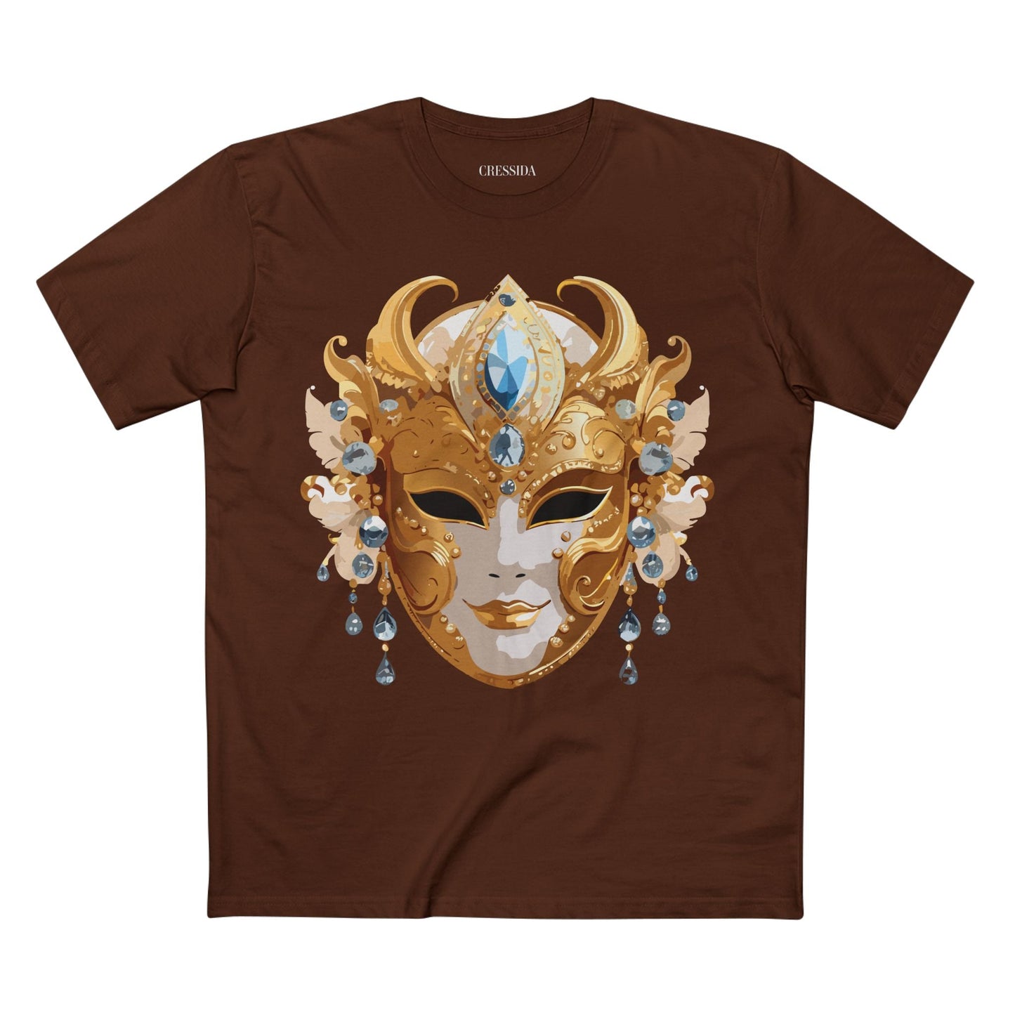 Carnival Mask Graphic T-Shirt Unisex 100 Cotton With Antique Gold Art Design Tee 22