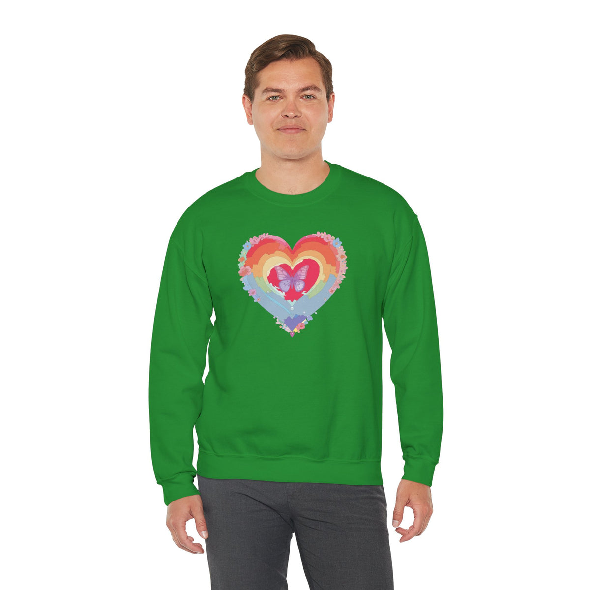Rainbow Heart Sweatshirt, Floral Heart Sweatshirt, Floral Love Sweatshirt, Valentine's Day Sweatshirt, Rainbow Heart Floral Sweatshirt 116