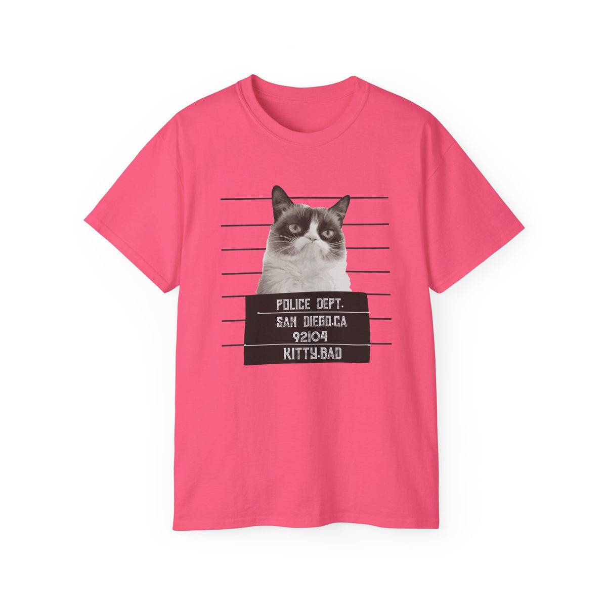 Mugshot Cat Shirt police lineup kitty graphic tee | Funny Cat Mugshot T-Shirt