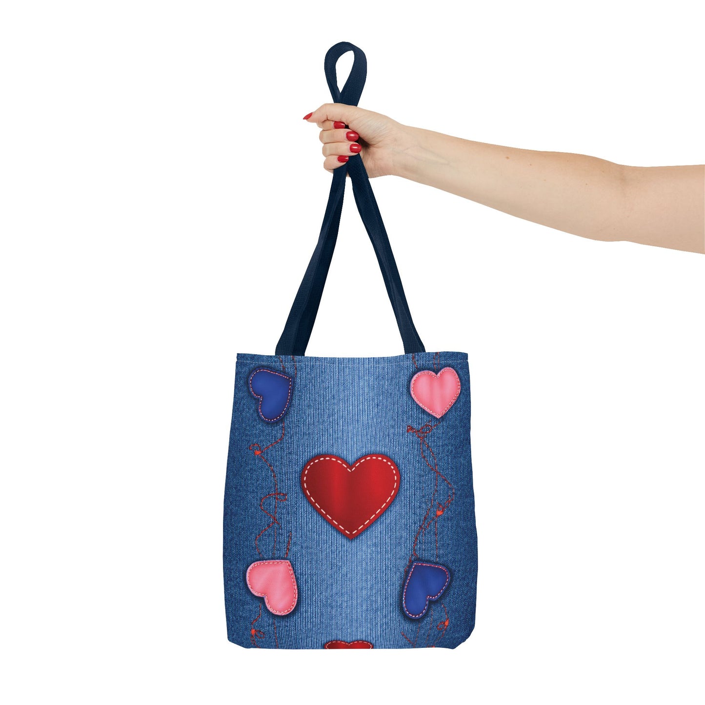 Love Day Graphic Design Denim Fabric Imitation Print Unisex Canvas Bag POLY 3 Sizes Tote Bag 201-23