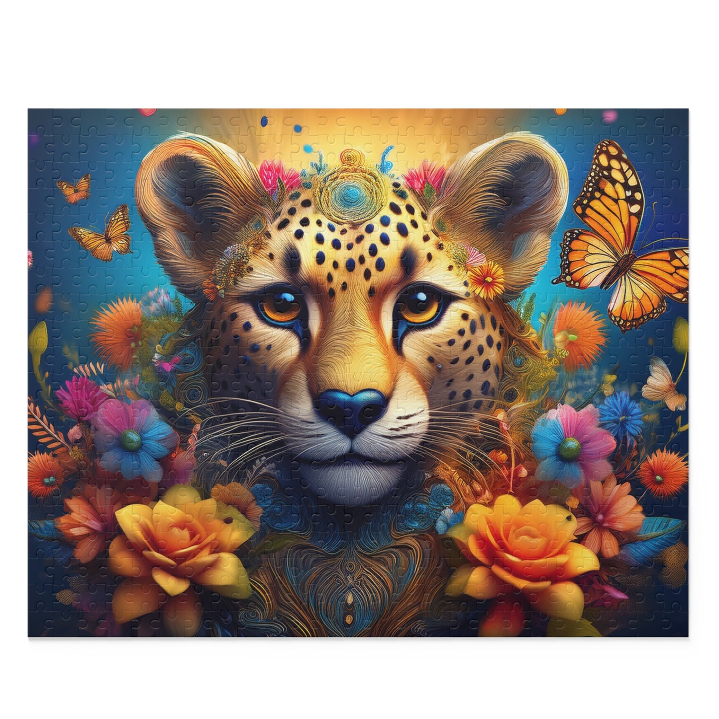 Puzzles-26 Kids Cheetah Puzzle 500-Piece  Floral Cheetah Puzzle 500-Piece, Animals Kids Puzzles Size: 16" x 20",  Ages 9+