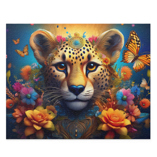 Puzzles-26 Kids Cheetah Puzzle 500-Piece  Floral Cheetah Puzzle 500-Piece, Animals Kids Puzzles Size: 16" x 20",  Ages 9+