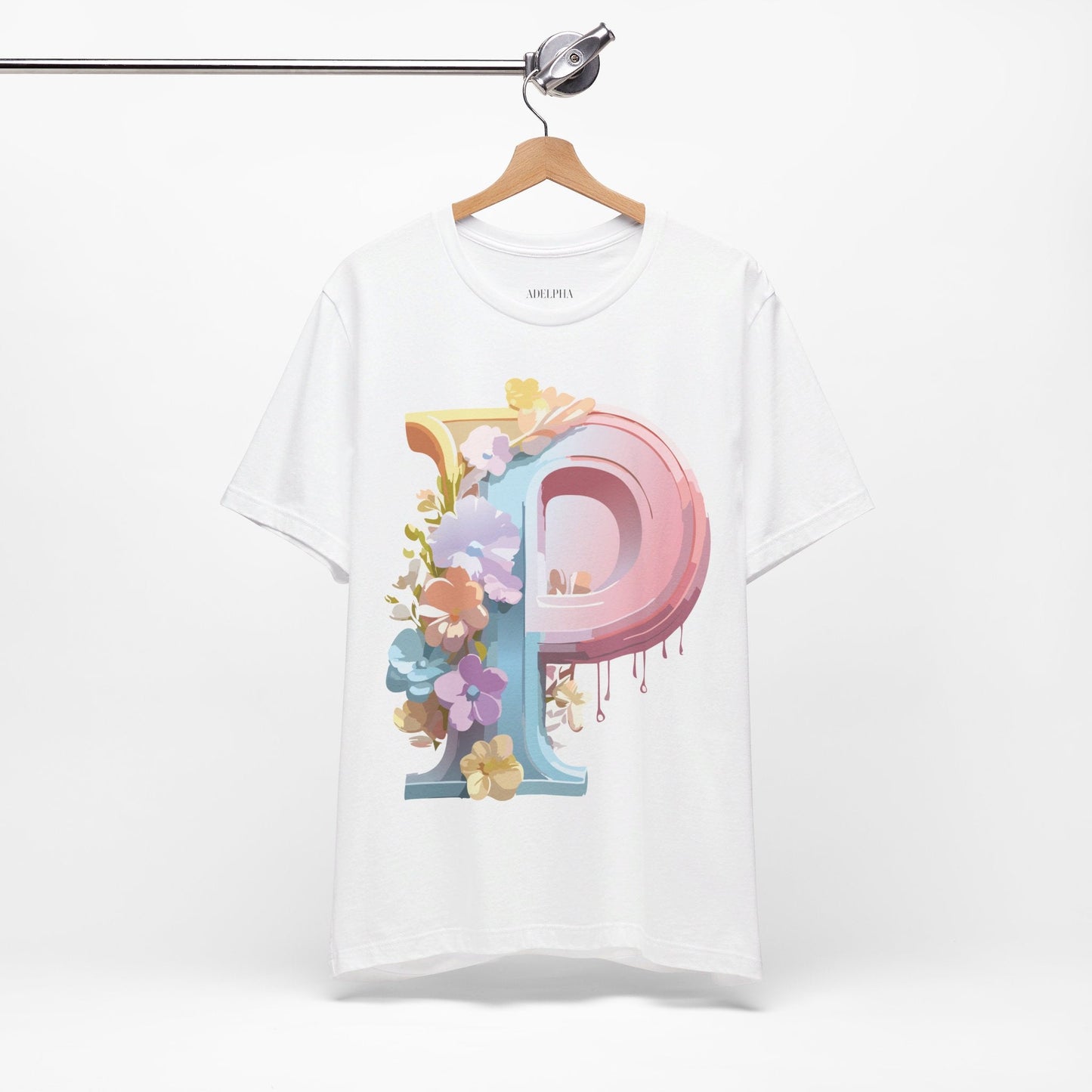 Adelpha Letter P Graphic Tee Unisex Vintage Inspired Art Design Jersey Short Sleeve Shirt