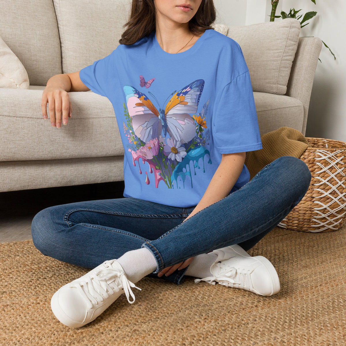 Butterfly Splash T-Shirt — Colorful Floral Drip Graphic Tee Unisex 100 Cotton Gildan T-Shirt