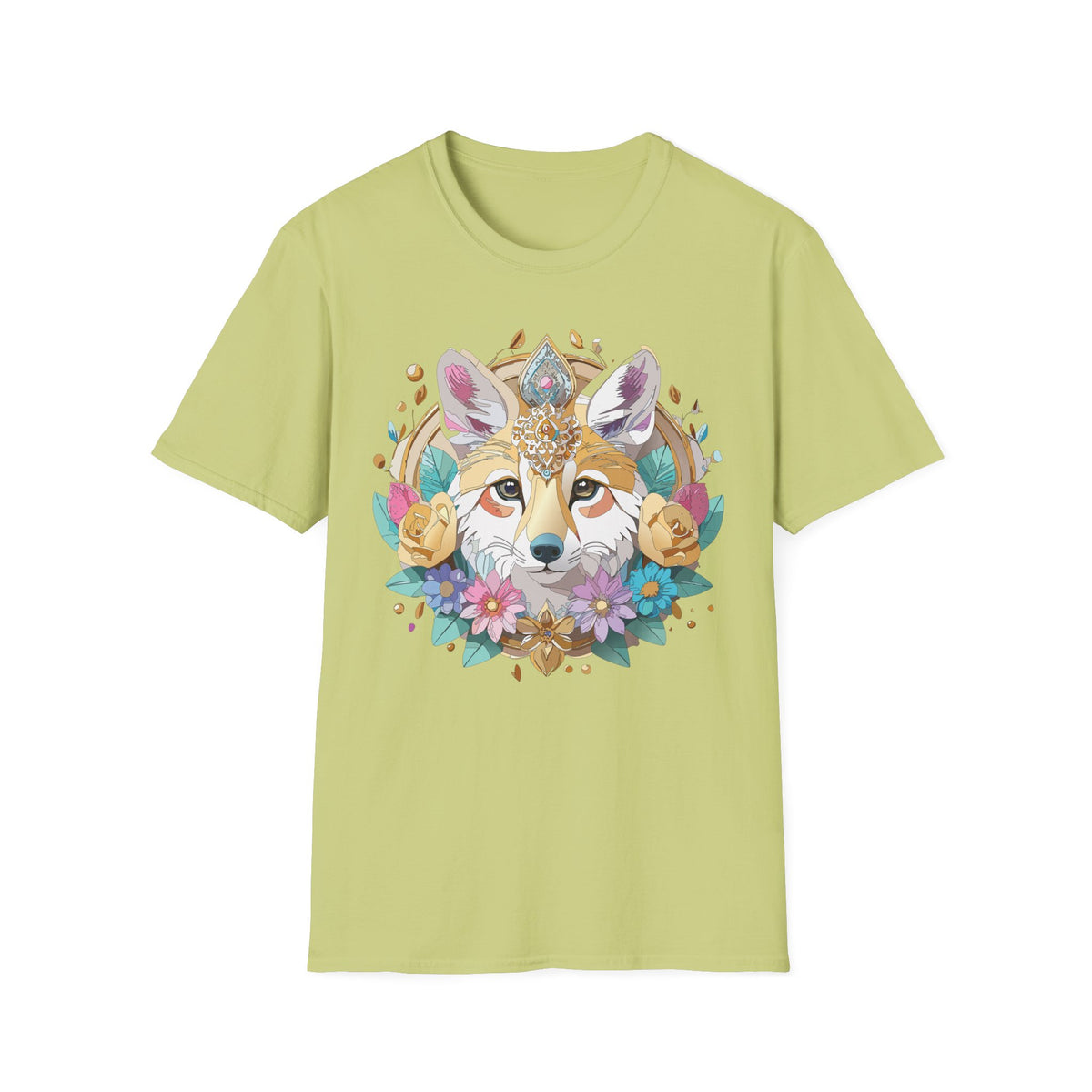 Boho Fox Face T-Shirt | Floral Mandala Fox Tee