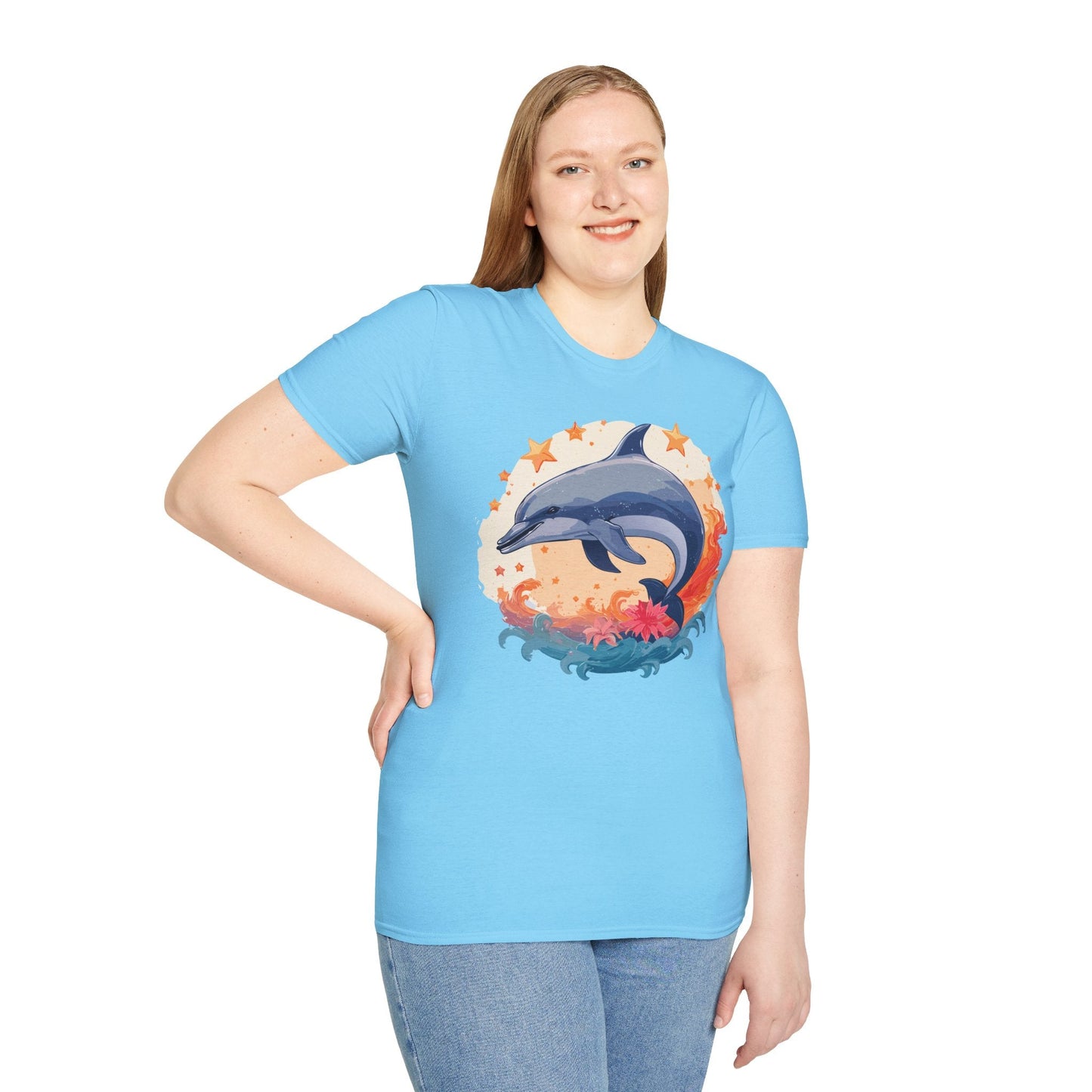 Dolphin Shirt Unisex Tee Gildan Softstyle 64000 100 Percent Ring Spun Cotton Comfort Wear