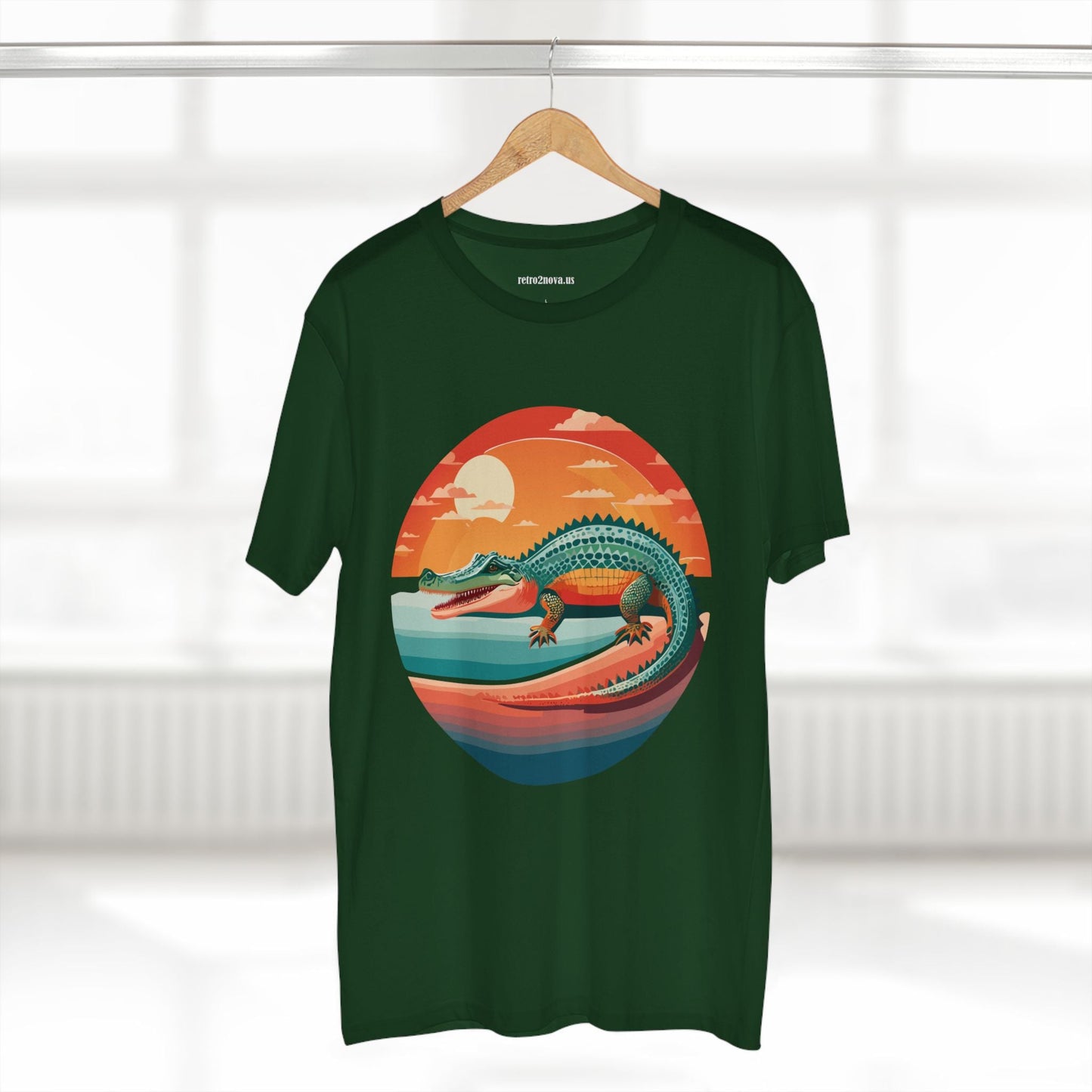 Unisex Crocodile Animal Shirt With Original Art Design Retro2Nova Premium Cotton Staple Tee For Everyday Comfort