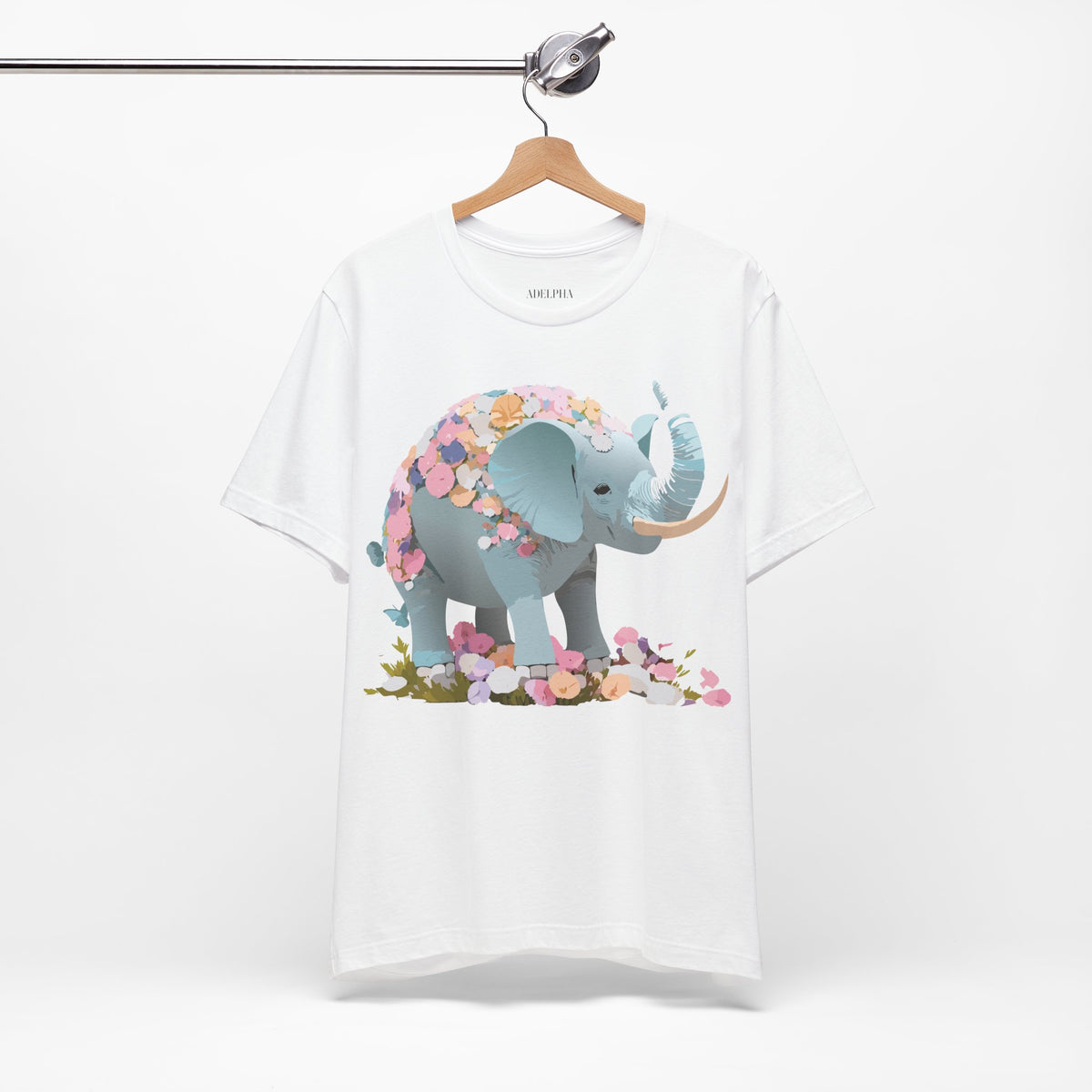 Elephant Graphic Unisex Cotton Bella+Canvas Tee with Art Animal Design e126