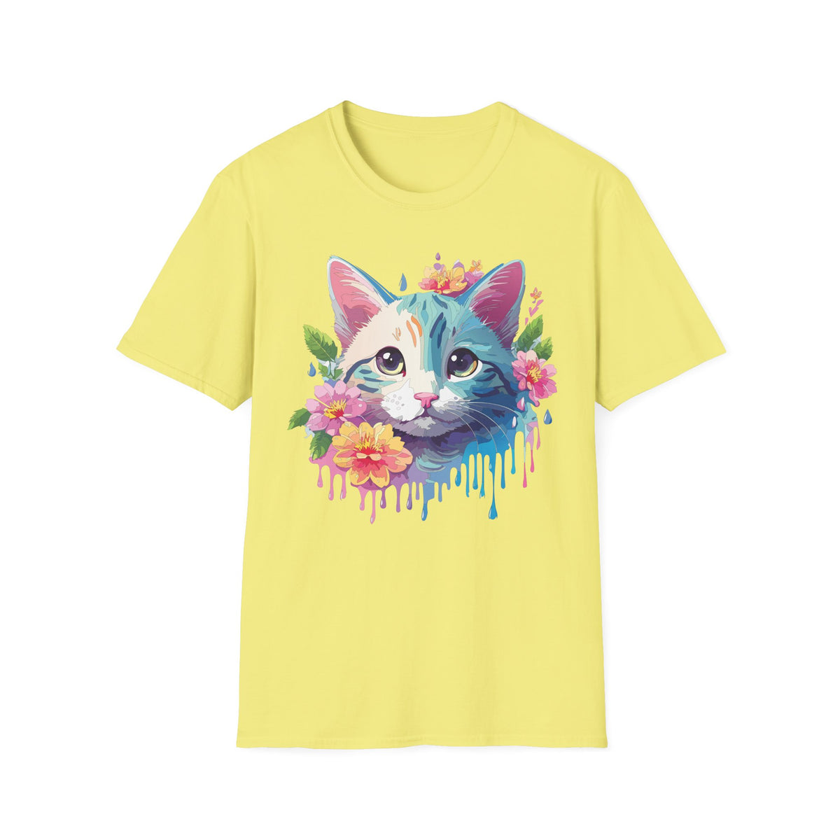 Colorful Watercolor Cat Tee | Floral Crown Cat T-Shirt