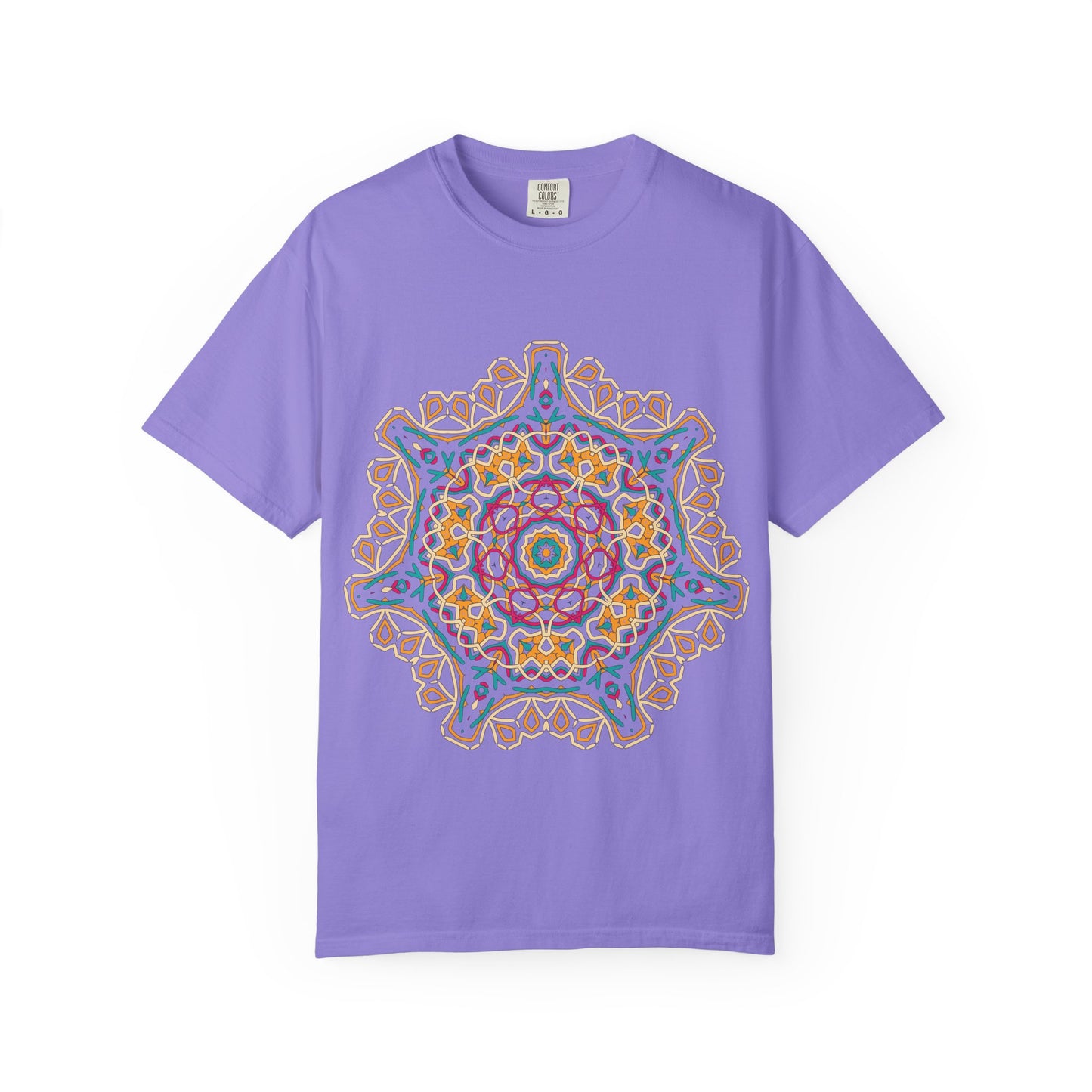 Unisex Garment Dyed Cotton T-Shirt with Mandala Graphic Design