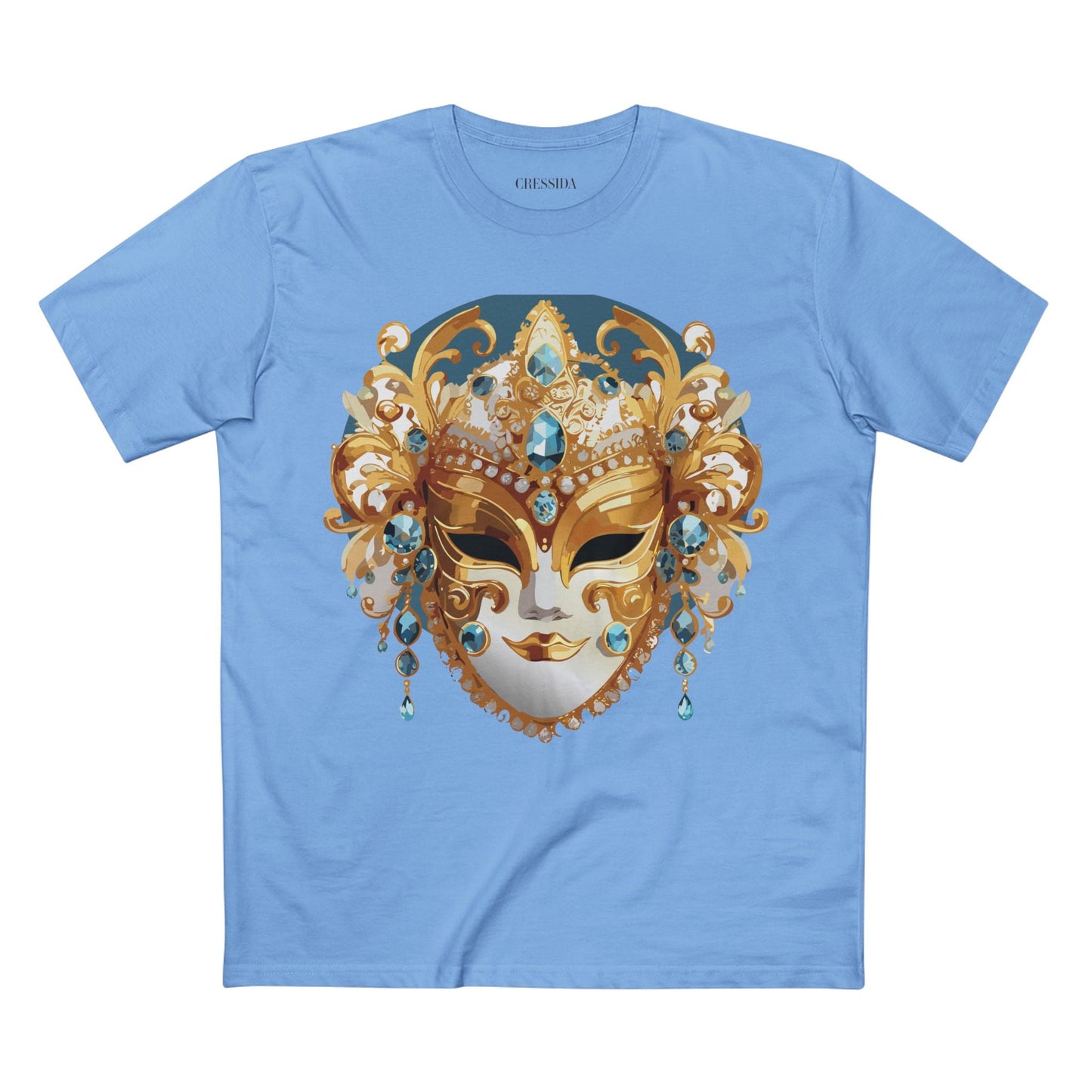 Carnival Mask Graphic T-Shirt Unisex 100 Cotton With Antique Gold Art Design Tee 12