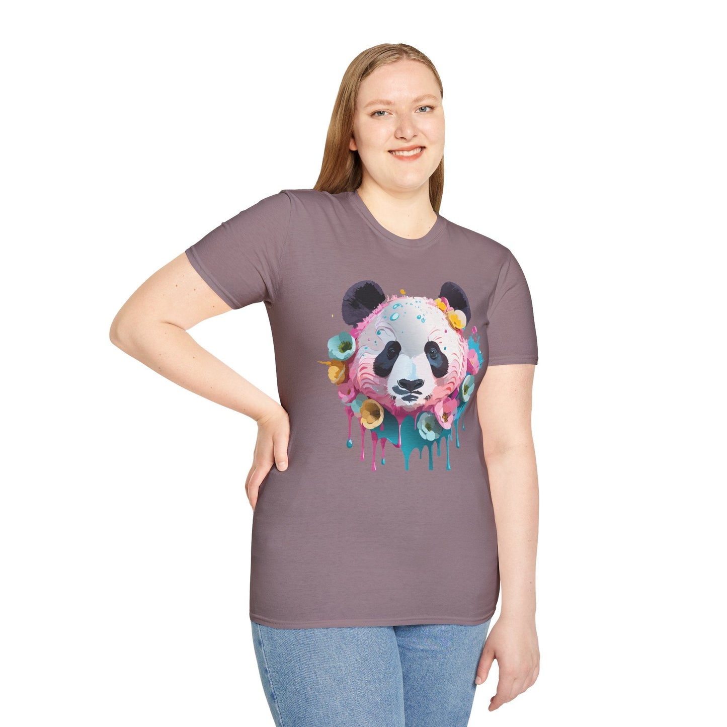 Panda Shirt Unisex T Shirt Graphic Tee Animal Print Gildan Softstyle 64000 100 Percent Cotton