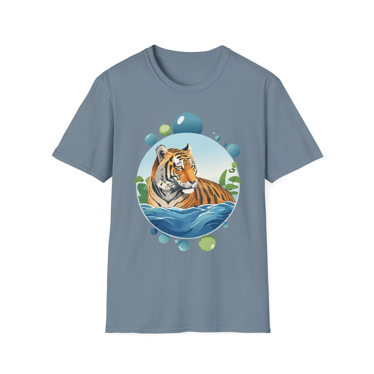 Tiger Portrait T-Shirt | Watercolor Jungle Circle Design