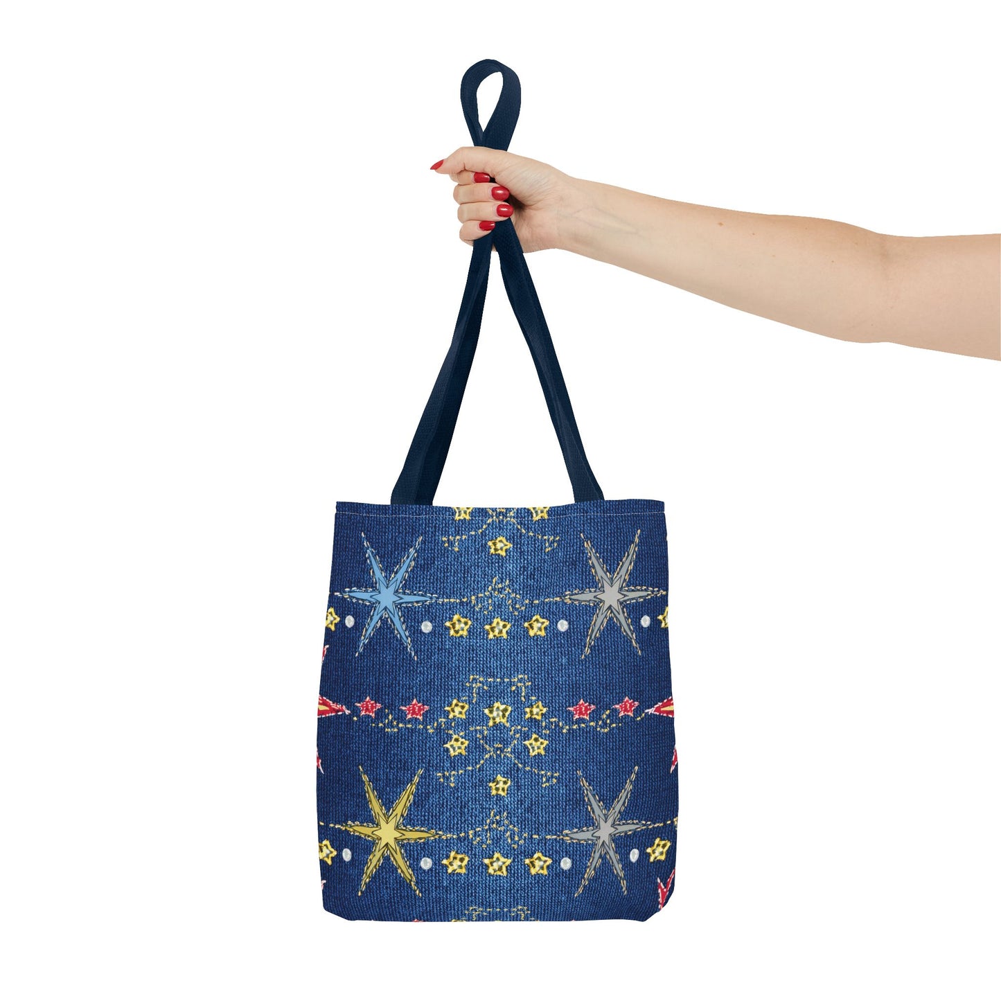 Denim Fabric Imitation Print Unisex Canvas Bag Poly Spun 3 Sizes Tote Bag 181