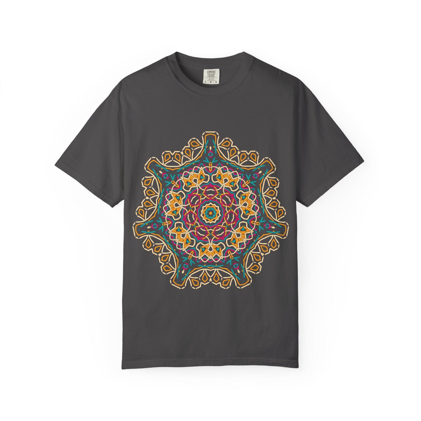 Unisex Garment Dyed Cotton T-Shirt with Mandala Graphic Design