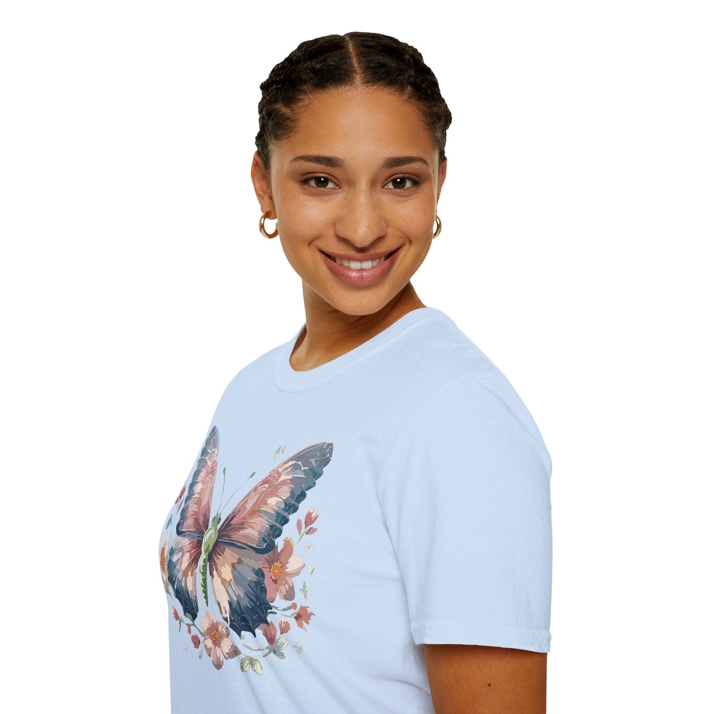 Butterfly Print T Shirt Monarch Unisex Gildan Softstyle 64000 Cotton Tee For Everyday Comfort
