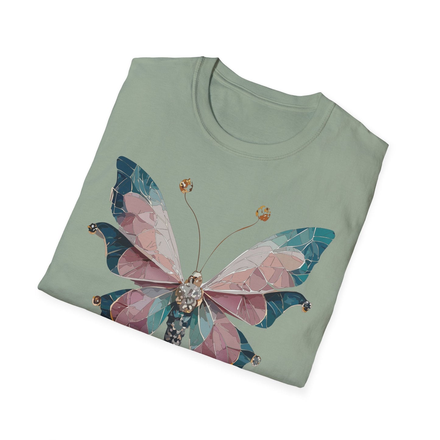 Butterfly Shirt Unisex T Shirt Monarch Print Gildan Softstyle 64000 100 Percent Ring Spun Cotton