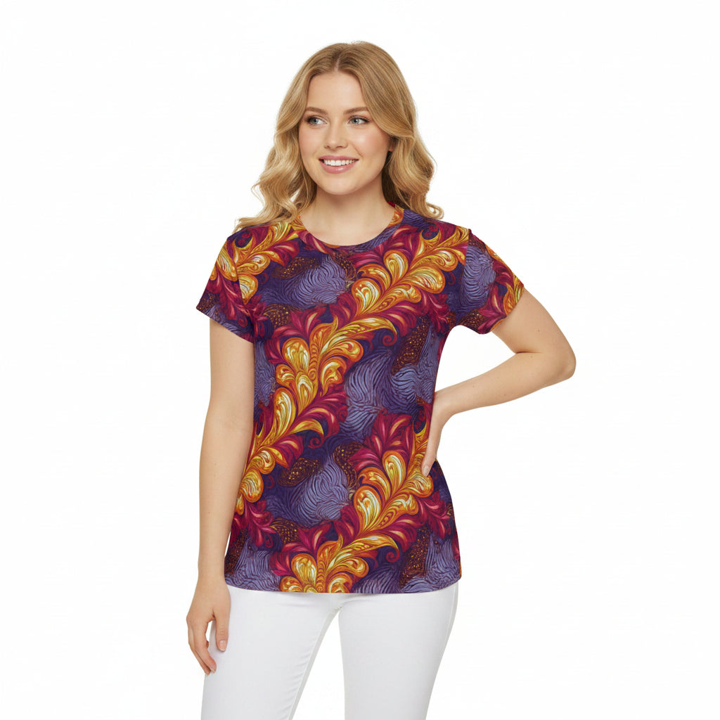 Women Poly Span T-Shirt with Floral Print