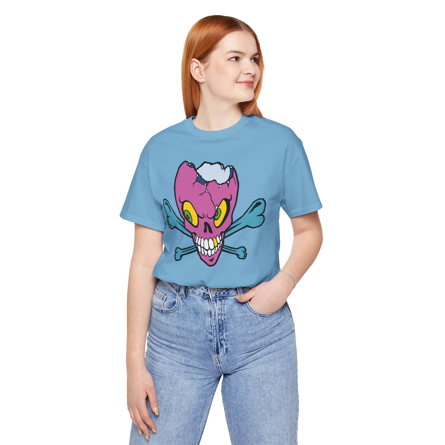 Purple Skull Graphic Design Tee, Skull Shirt, Vintage Tees, Art Design T-Shirt, Vintage Graphic Tee, Art Shirts with Skulls 5