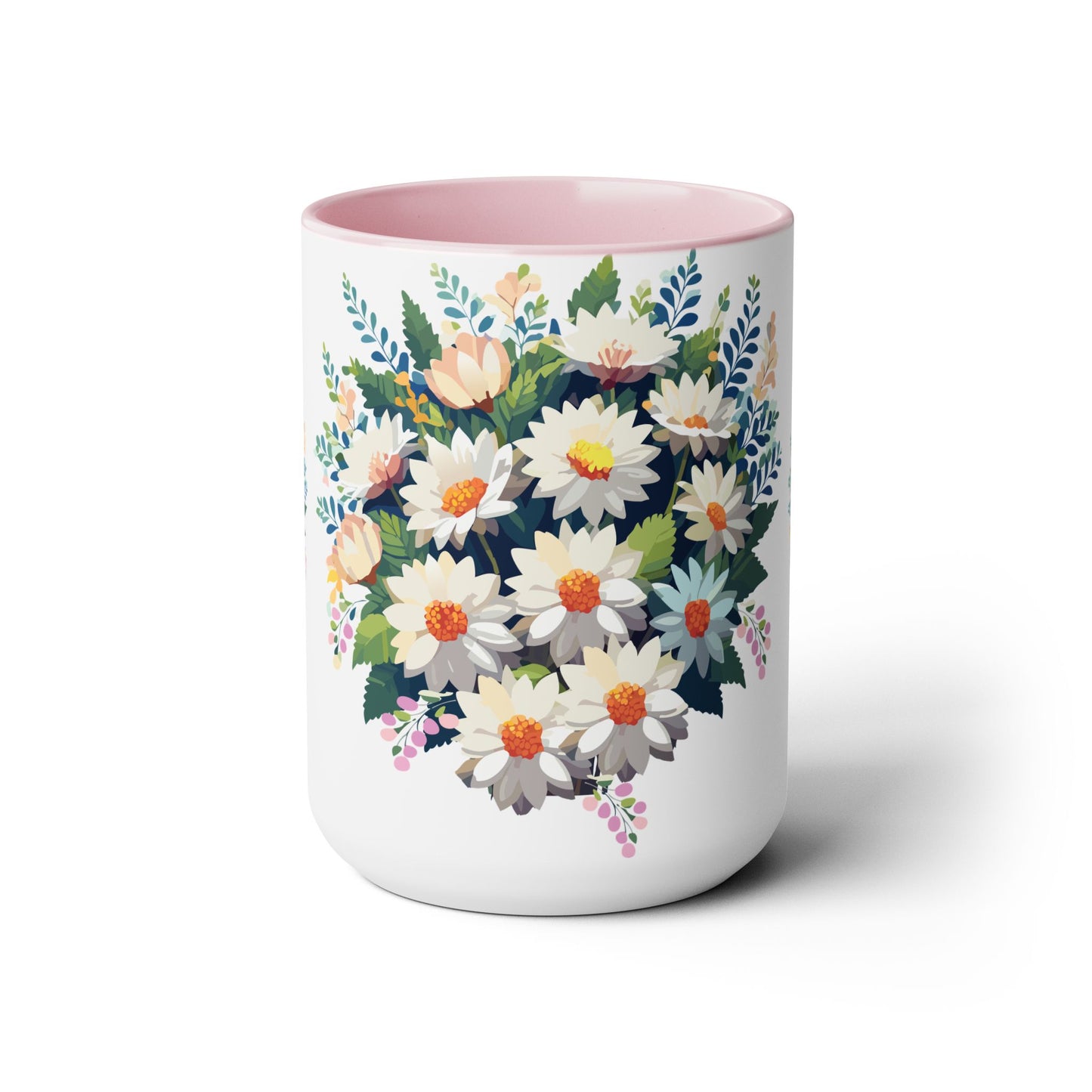 Taza de café de dos tonos con flores