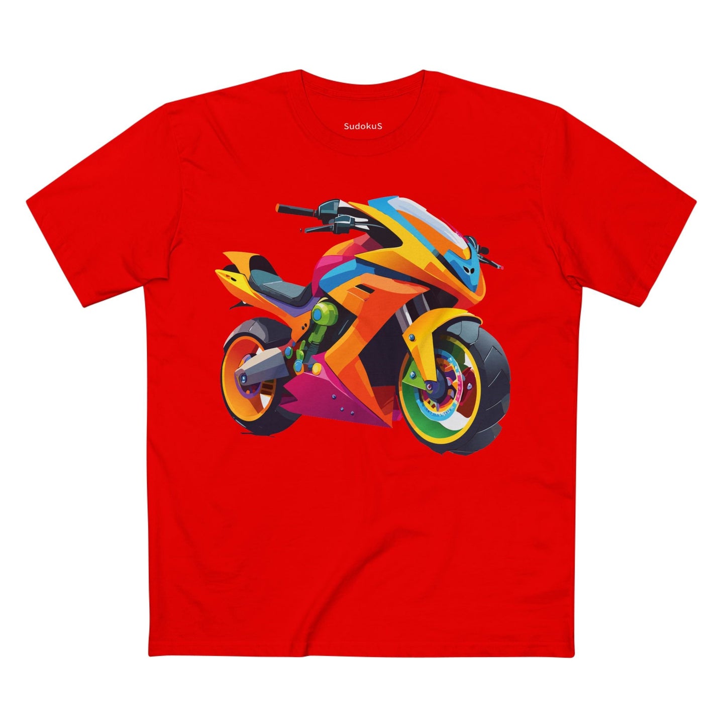 Moto Bike Graphic Unisex 100 Cotton Staple Tee 8