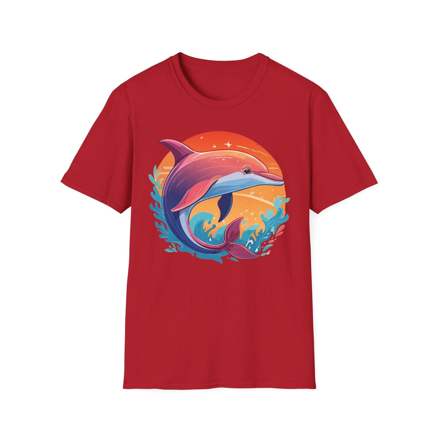 Dolphin Shirt Unisex Tee 100 Percent Ring Spun Cotton Softstyle Gildan 64000 Comfort Fit