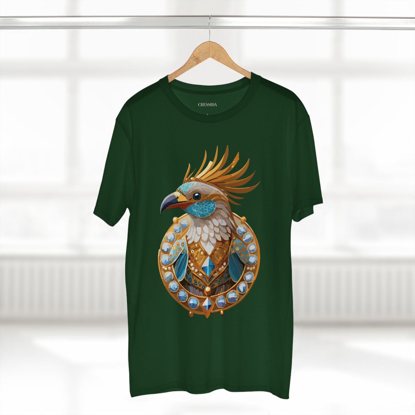Bird Graphic Unisex 100 Cotton Tee With Unique Animal Golden Medallion Art Design 23