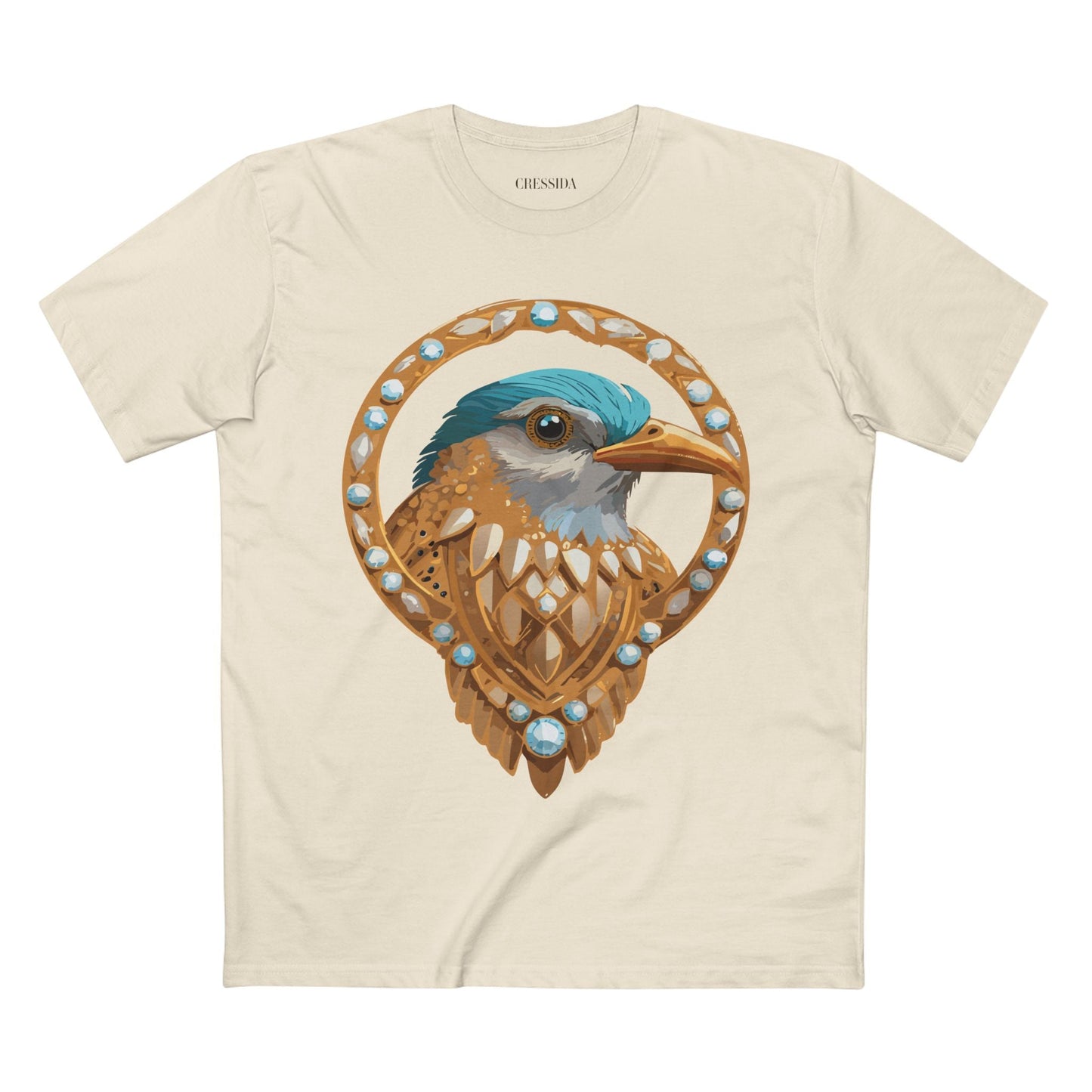 Bird Graphic Unisex 100 Cotton Tee With Unique Animal Golden Medallion Art Design 24