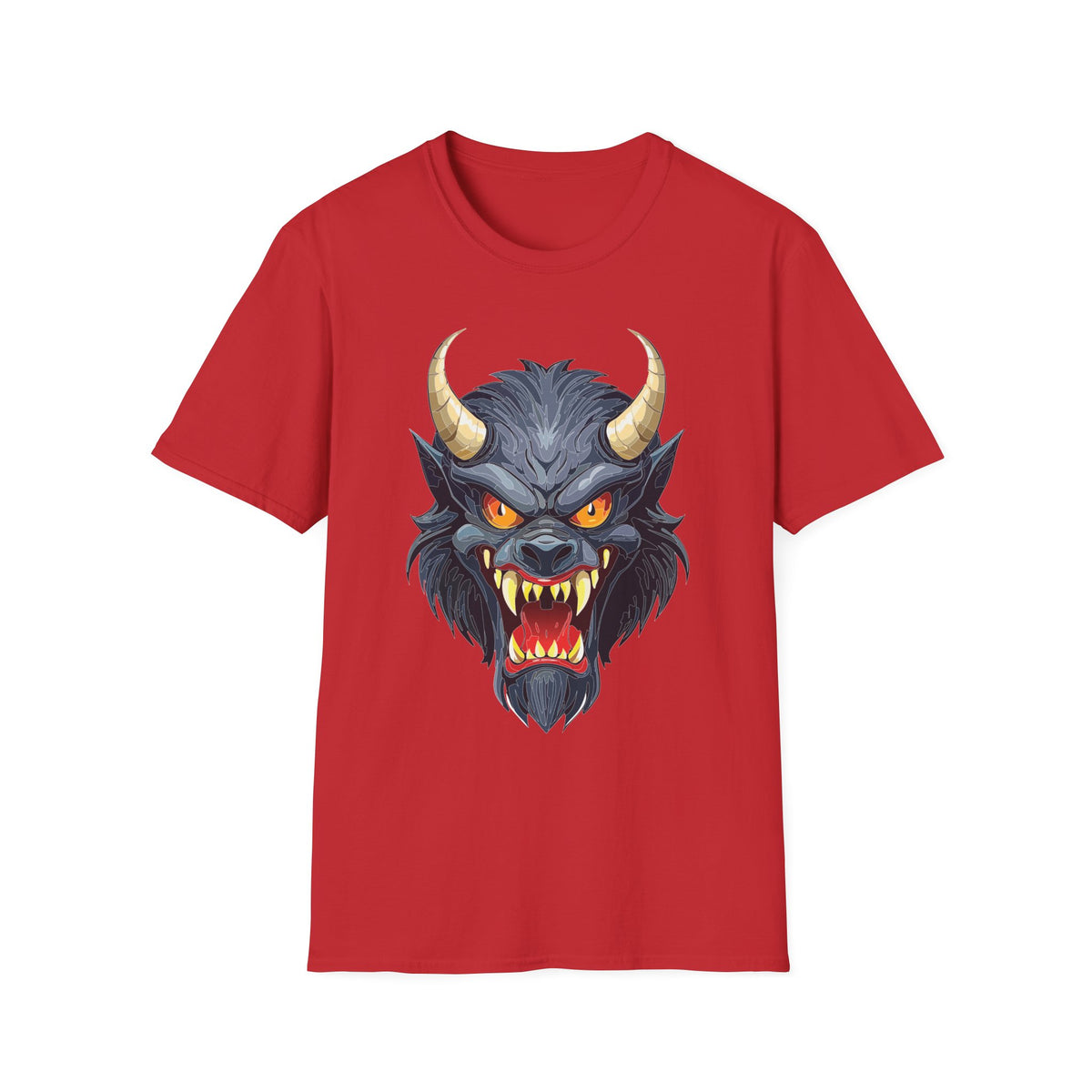Demonic Wolf Monster Graphic T-Shirt Cartoon Graphic Tee Unisex 100 Cotton Gildan T-Shirt