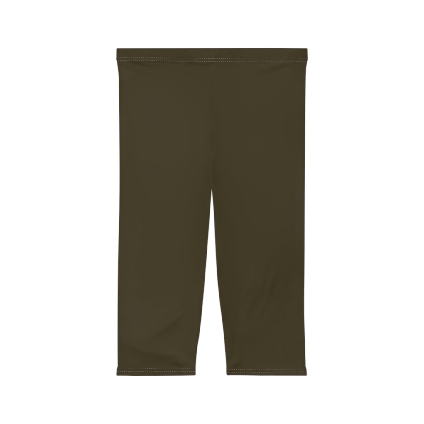 Dark Khaki Color Women's Brushed Suede Poly Span Casual Capri Leggings XS-2XL