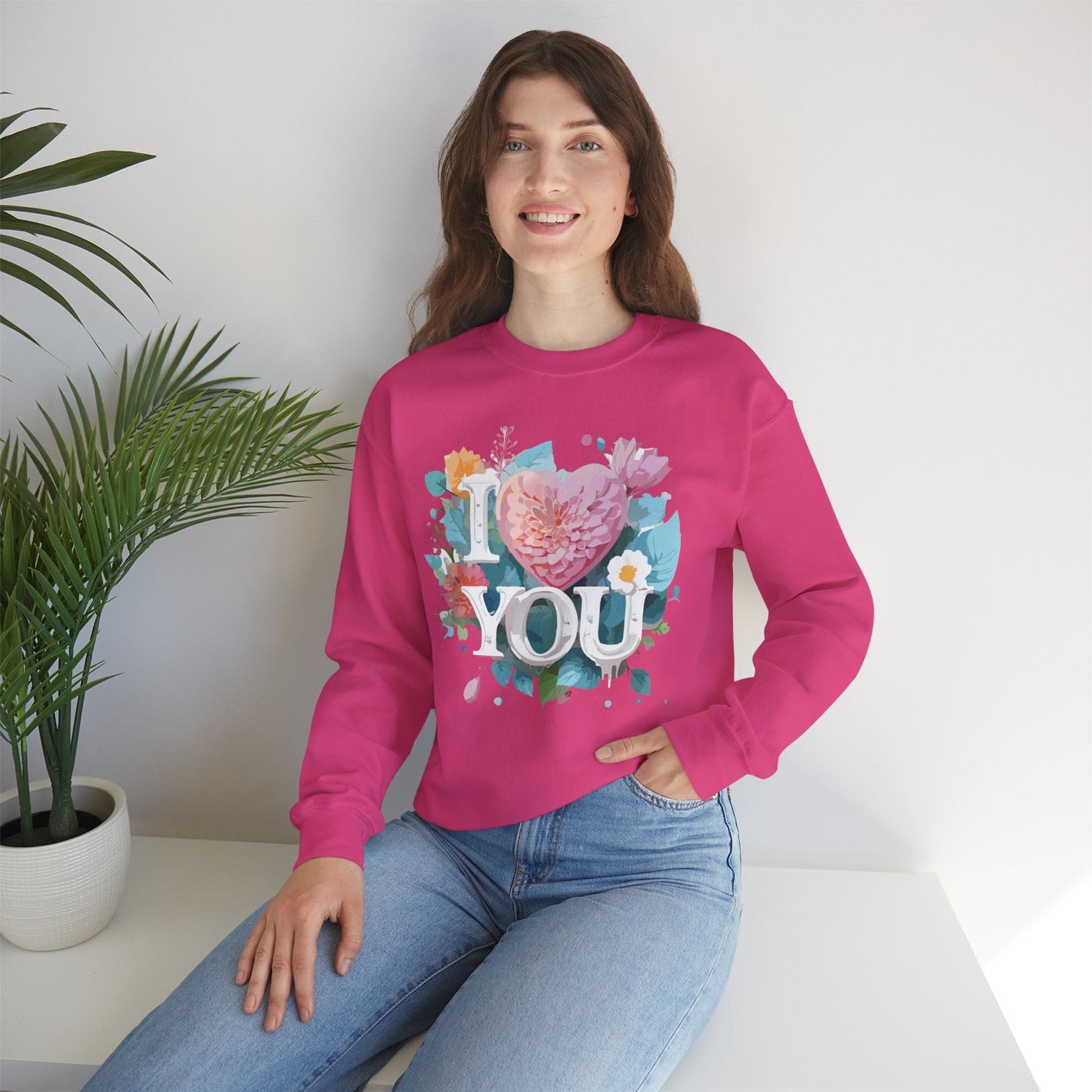 Floral Love Sweatshirt Unisex Valentines Day Gift 50 50 Cotton Polyester Crewneck