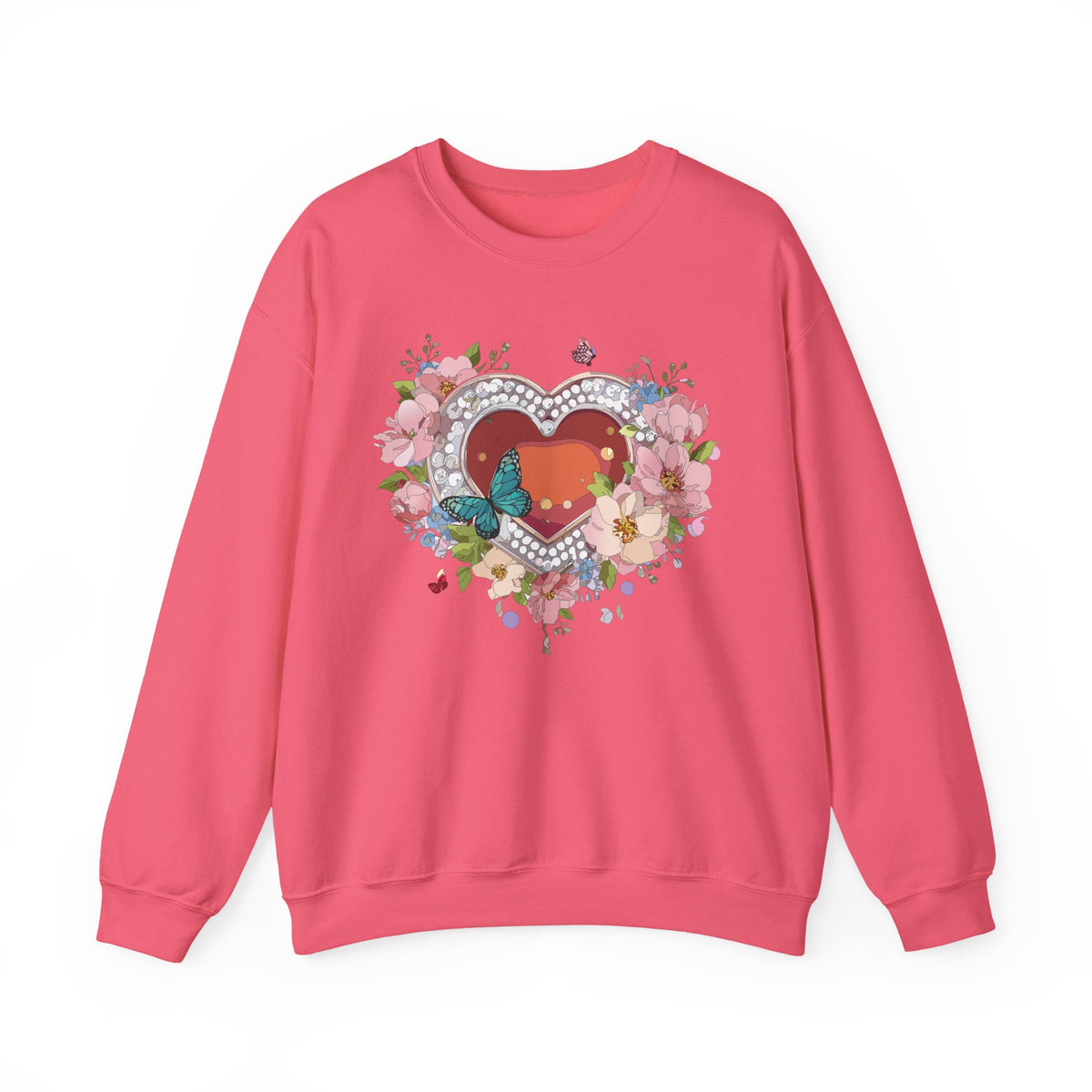 Floral Heart Love Graphic Valentine's Day Sweatshirt Unisex 50/50 Cotton-Poly Sweatshirt w40