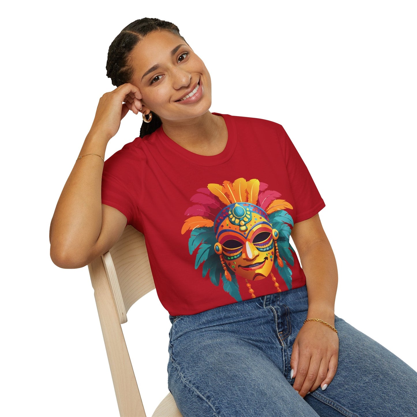 Mask Graphic Unisex Cotton Masquerade Design Artwork Tee 5