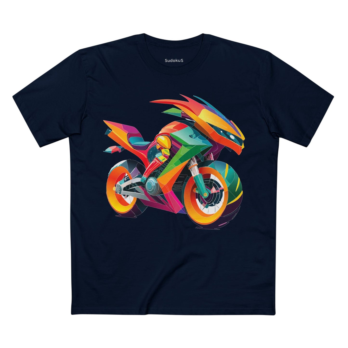 Moto Bike Graphic Unisex 100 Cotton Staple Tee 9